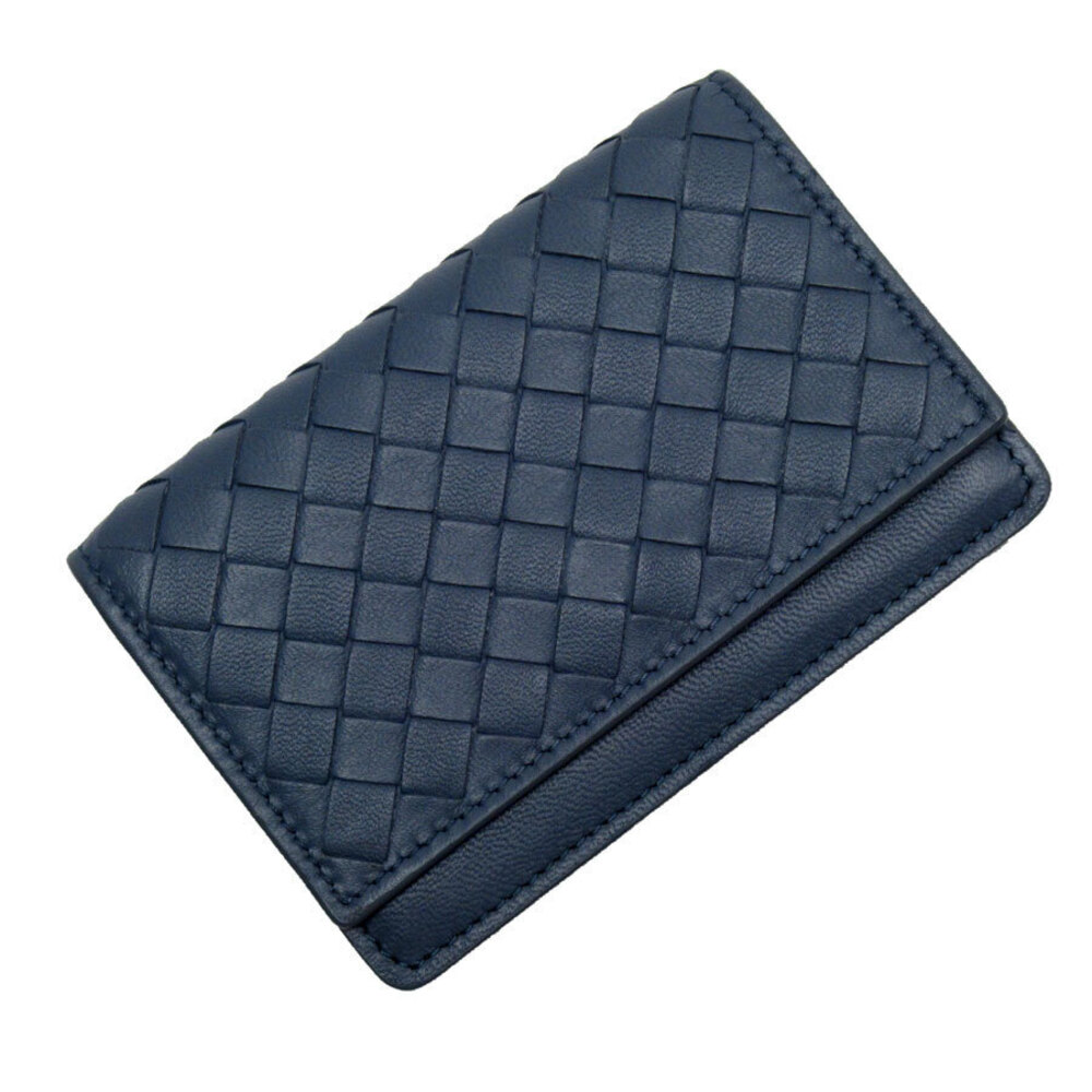 Bottega Veneta Card Case Wallet Intrecciato leather blue